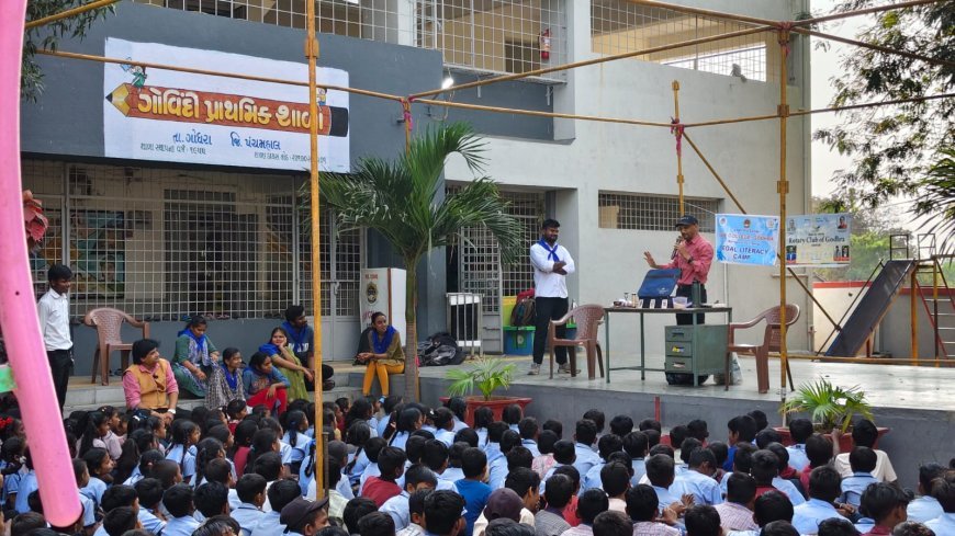 લો કોલેજ ગોધરાની NSS શિબિરનો છઠ્ઠો દિવસ: ગોવિંદી શાળામાં સ્પર્ધાઓની રમઝટ, અંધશ્રદ્ધા નાબૂદીનું માર્ગદર્શન અને ચાંદણગઢની ઐતિહાસિક મુલાકાત